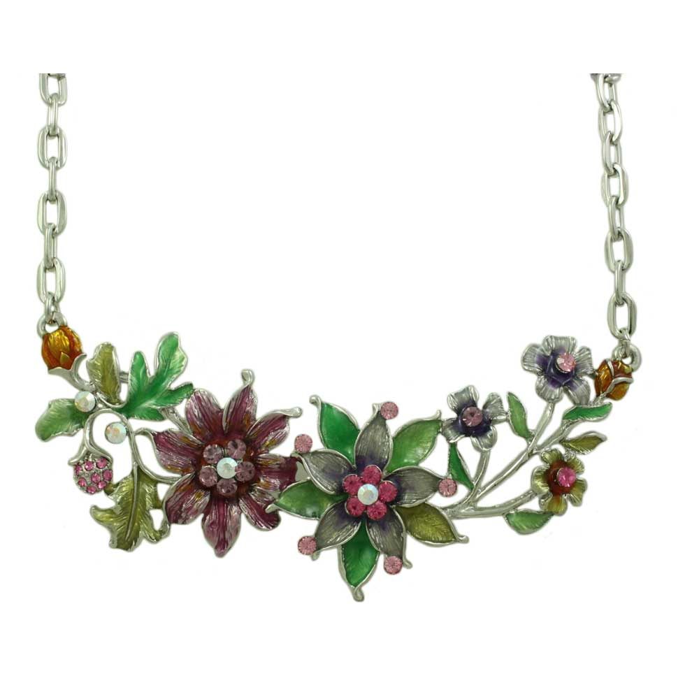 Lilylin Designs Colorful Enamel and Crystal Flower Necklace