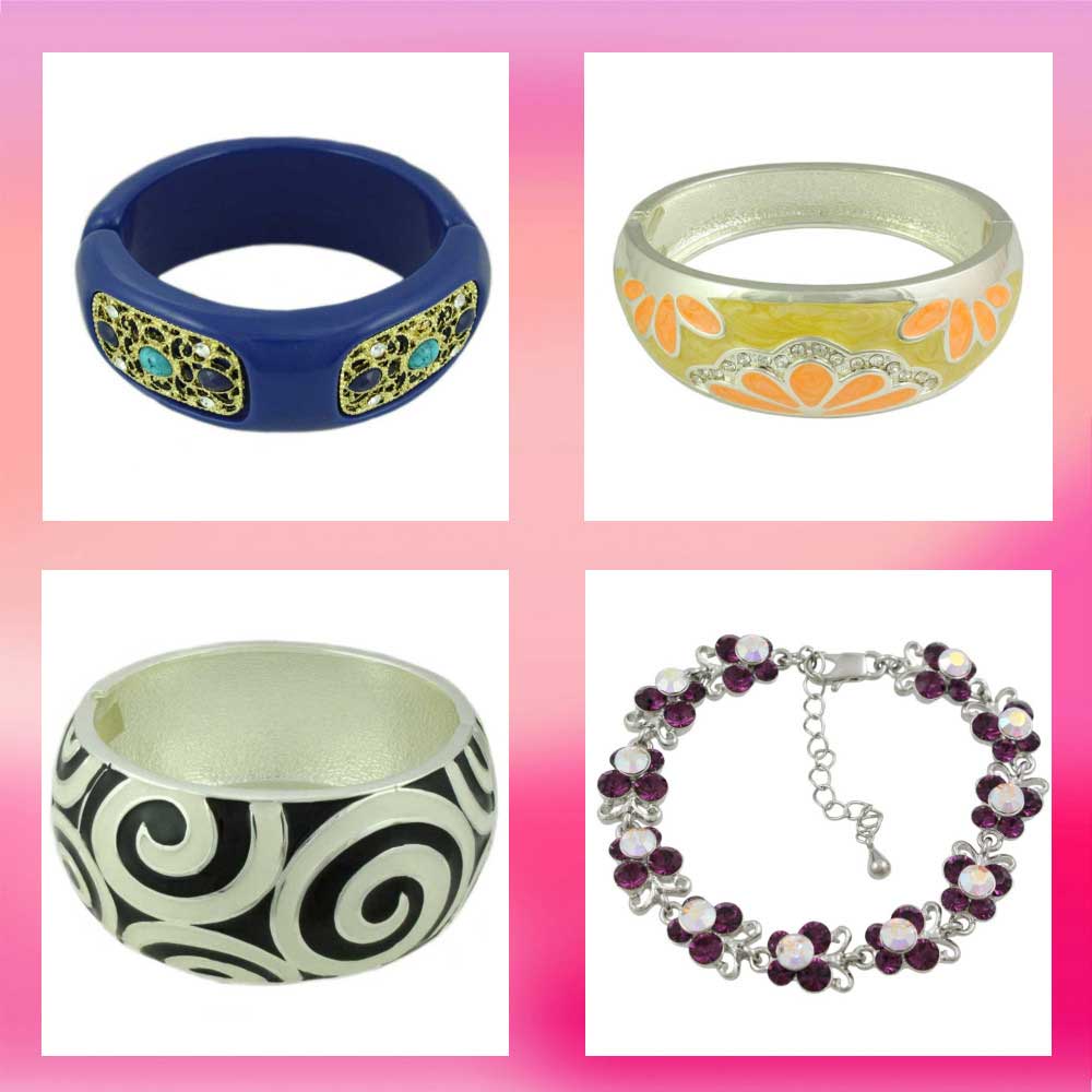 Lilylin Designs bangle collection featuring hinged tennis charm and wrap bracelets at affordable and discount prices