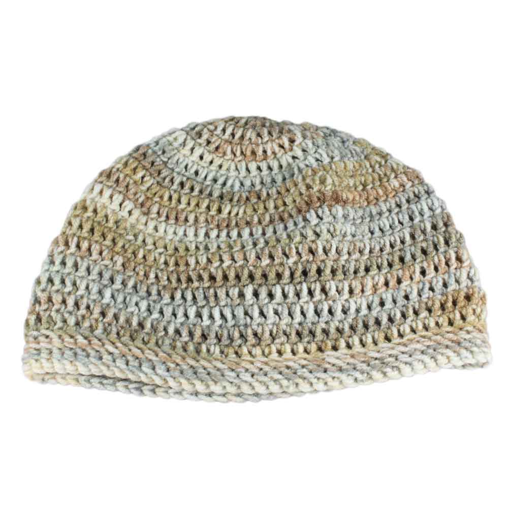 Lilylin Designs Brown and Gray Crochet Beanie Hat Medium/Large