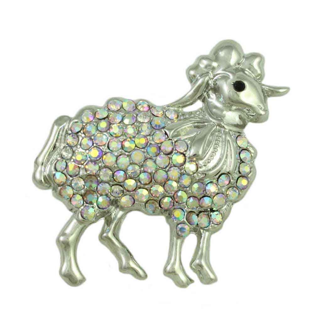 Lilylin Designs Sheep Brooch Pin with Aurora Borealis Crystals