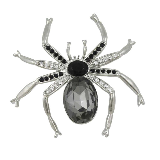 Striking Silver Tone and Diamanté Spider Brooch. 