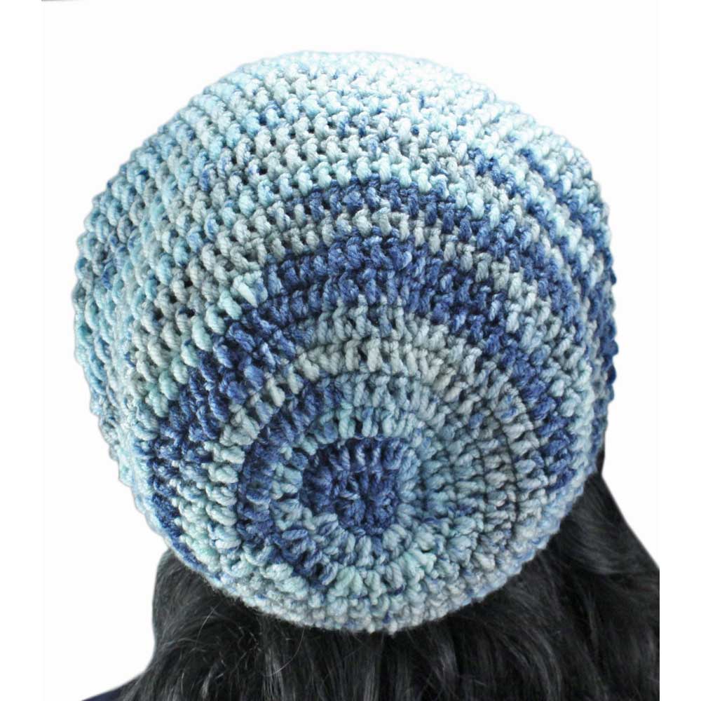 Blue and Gray Crochet Slouchy Hat Medium/Large - JMCH10 - Lilylin Designs