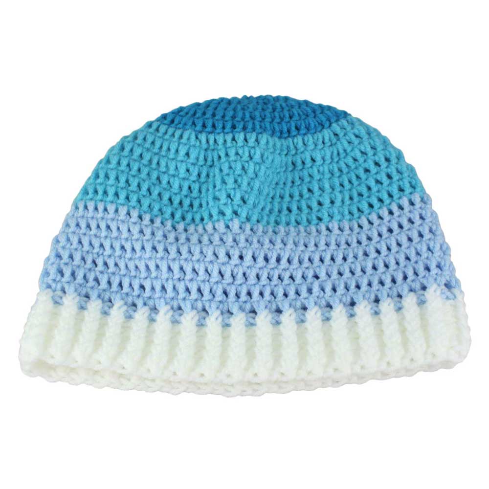 Lilylin Designs Shades of Blue Crochet Beanie Hat Medium/Large