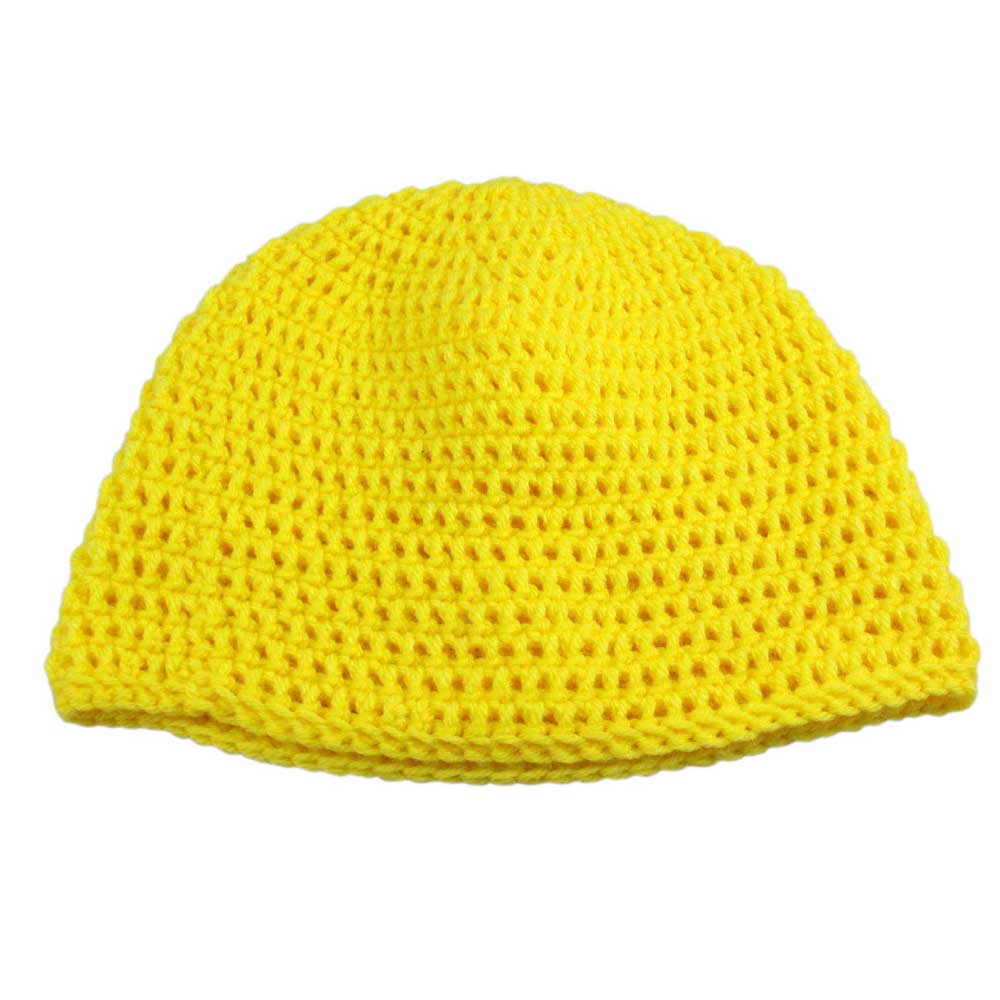 Lilylin Designs Lemon Yellow Medium/Large Crochet Beanie Hat