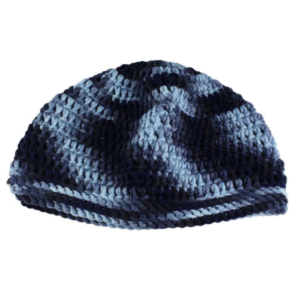 Lilylin Designs Light and Dark Blue Crochet Beanie Hat Small/Medium