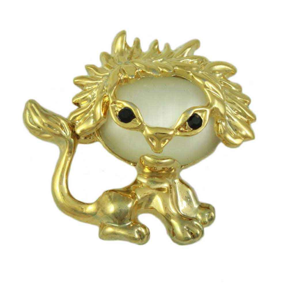Lilylin Designs Lion with White Cats Eye Face Lapel Tac Pin