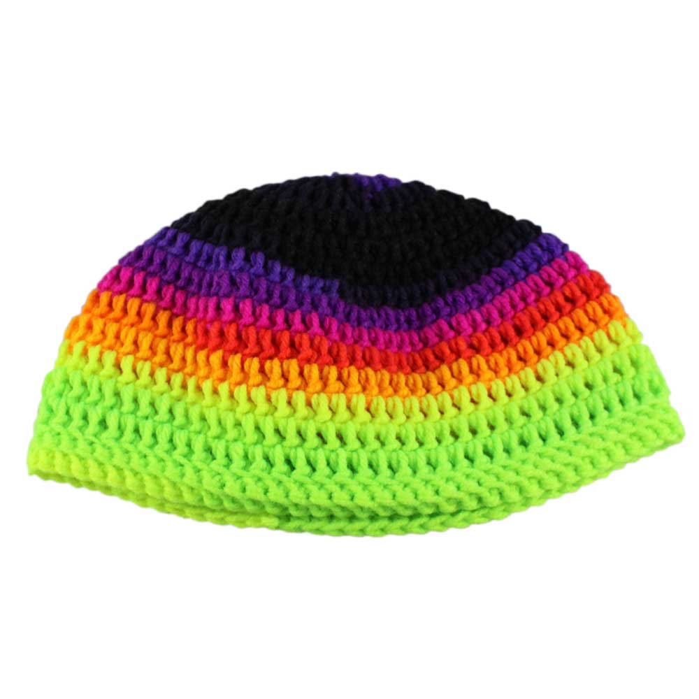 Lilylin Designs Neon Wave Crochet Beanie Hat Small/Medium