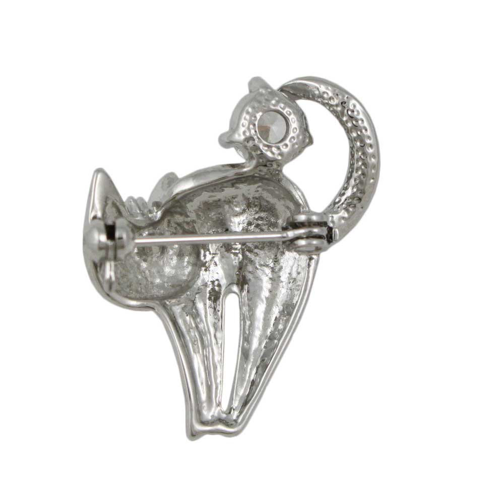 Back view of Scaredy Cat with Green Crystal Eyes Brooch Pin  -  Lilylin Designs