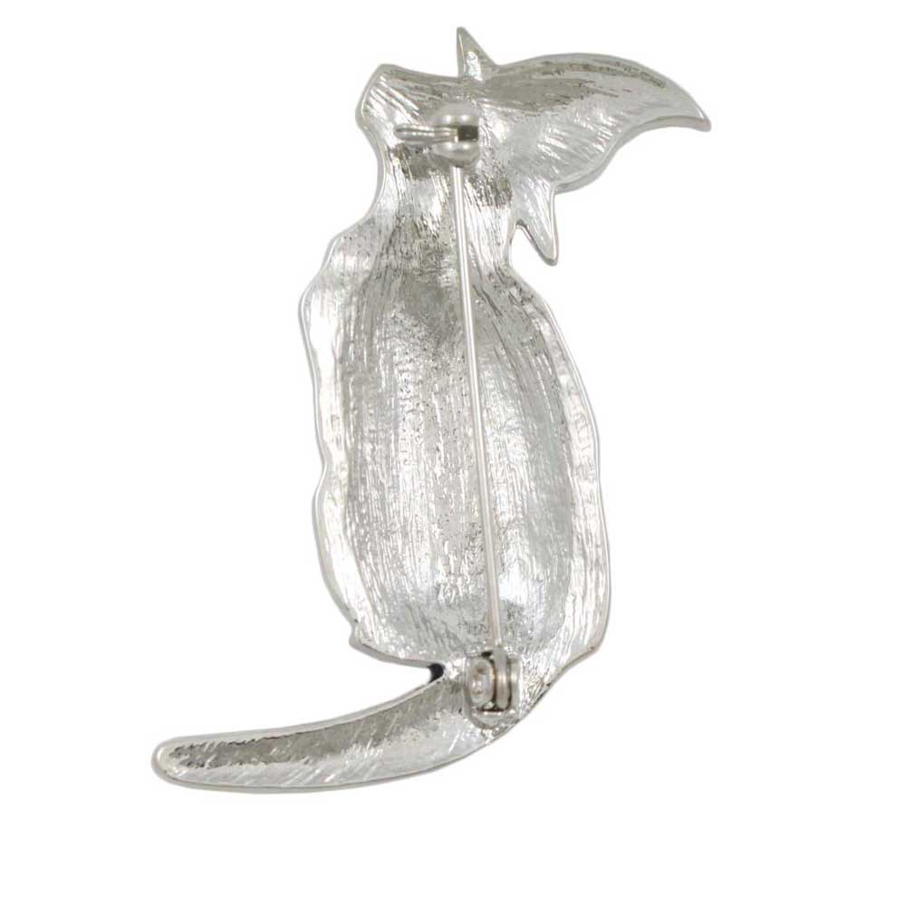 Back view of Black Witchy Cat with Purple Witch's Hat Brooch Pin  - Lilylin Designs