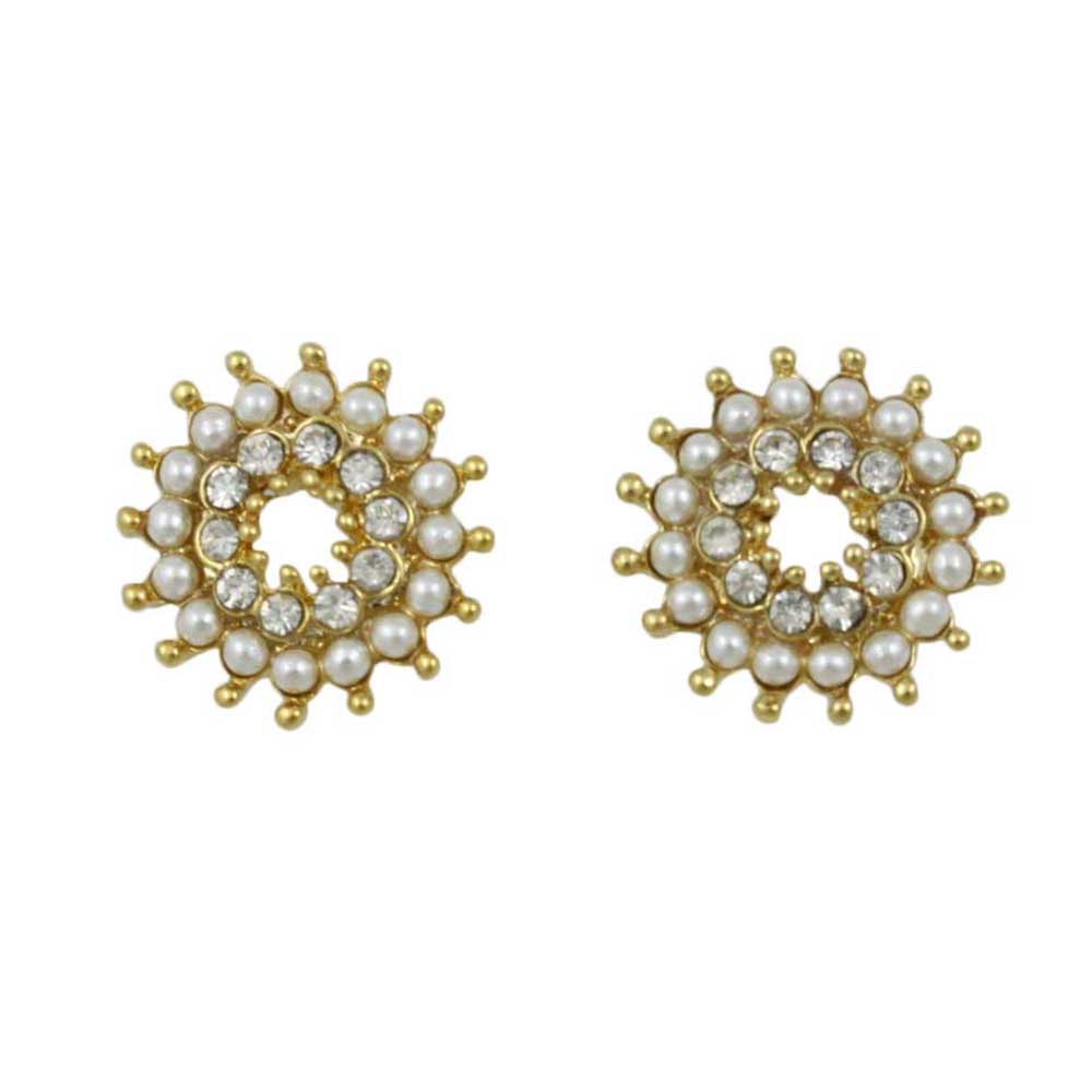 Lilylin Designs White Seed Pearls with Clear Crystals Pierced Earring