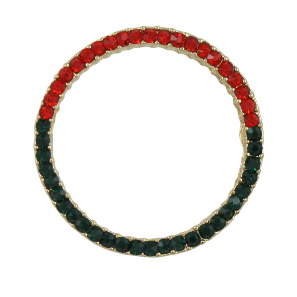 Lilylin Designs Red Green Crystal Infinity Circle Christmas Brooch Pin