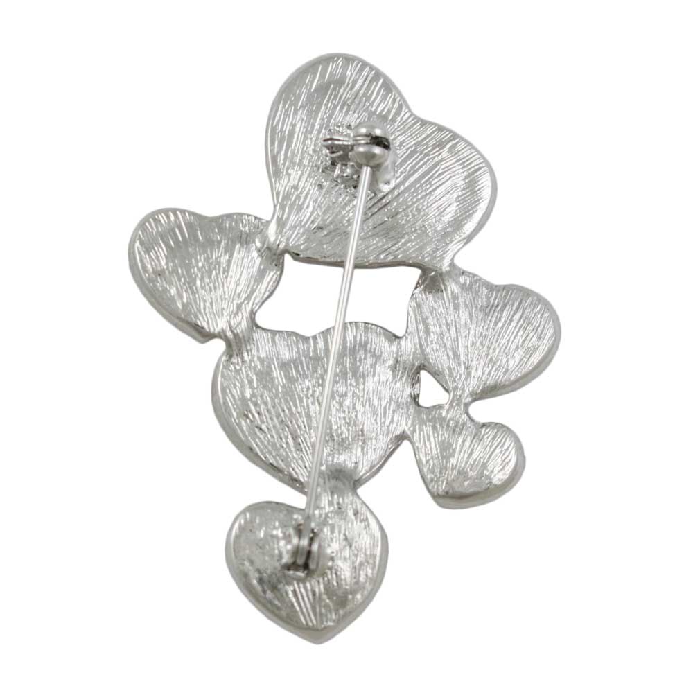 Pink Crystal Small and Medium Hearts Brooch Pin - PRH215PK - Lilylin Designs