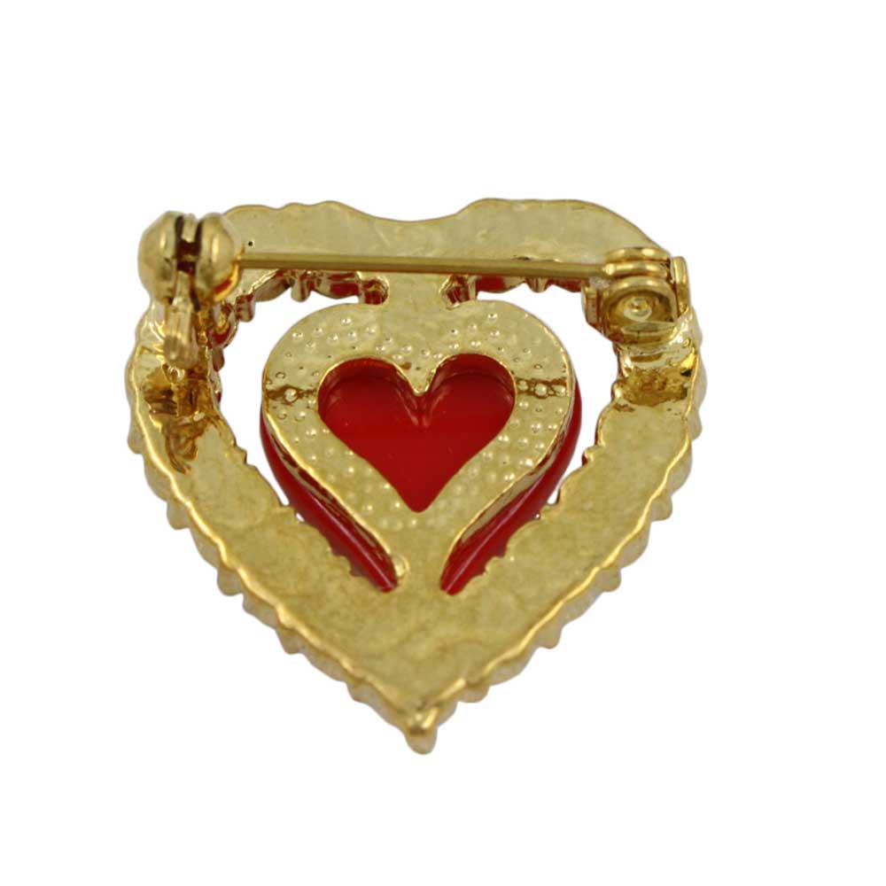 Red Pulsing Heart Surrounded by Crystals Heart Brooch Pin - PRH311 - Lilylin Designs