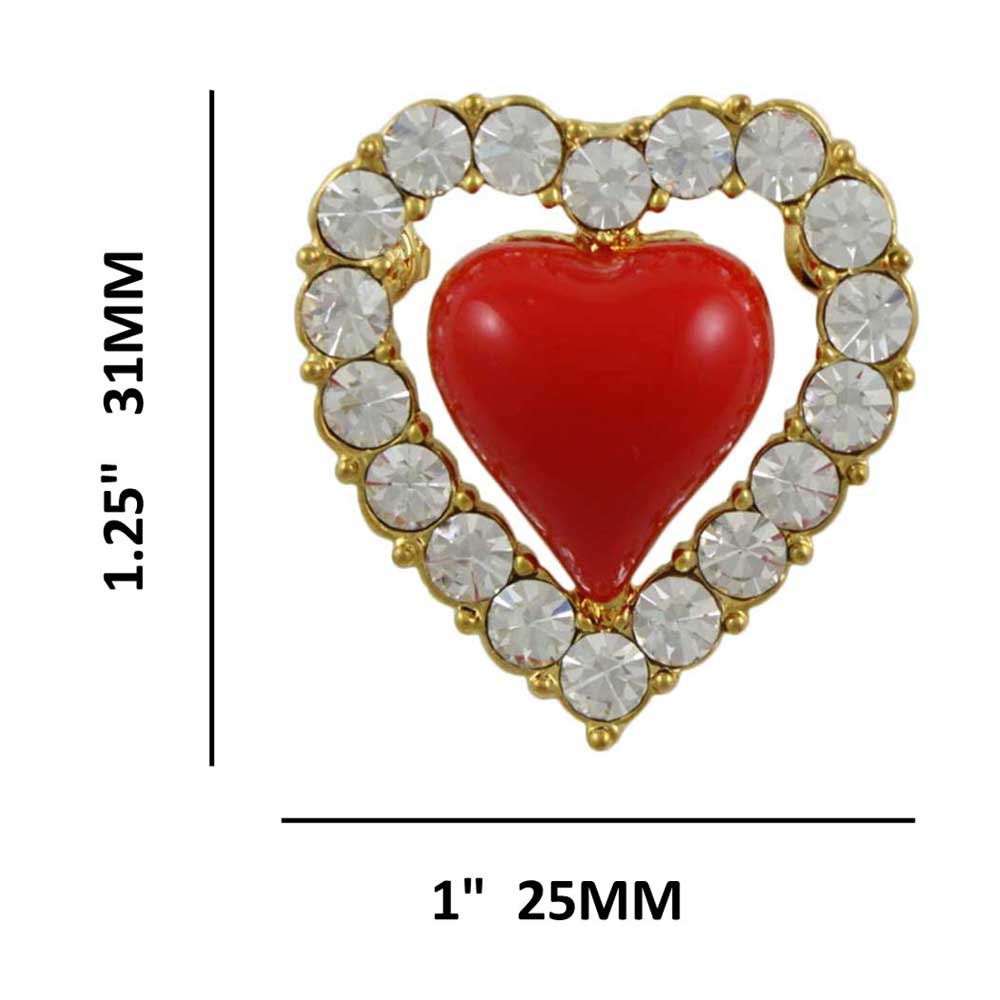 Red Pulsing Heart Surrounded by Crystals Heart Brooch Pin - PRH311 - Lilylin Designs