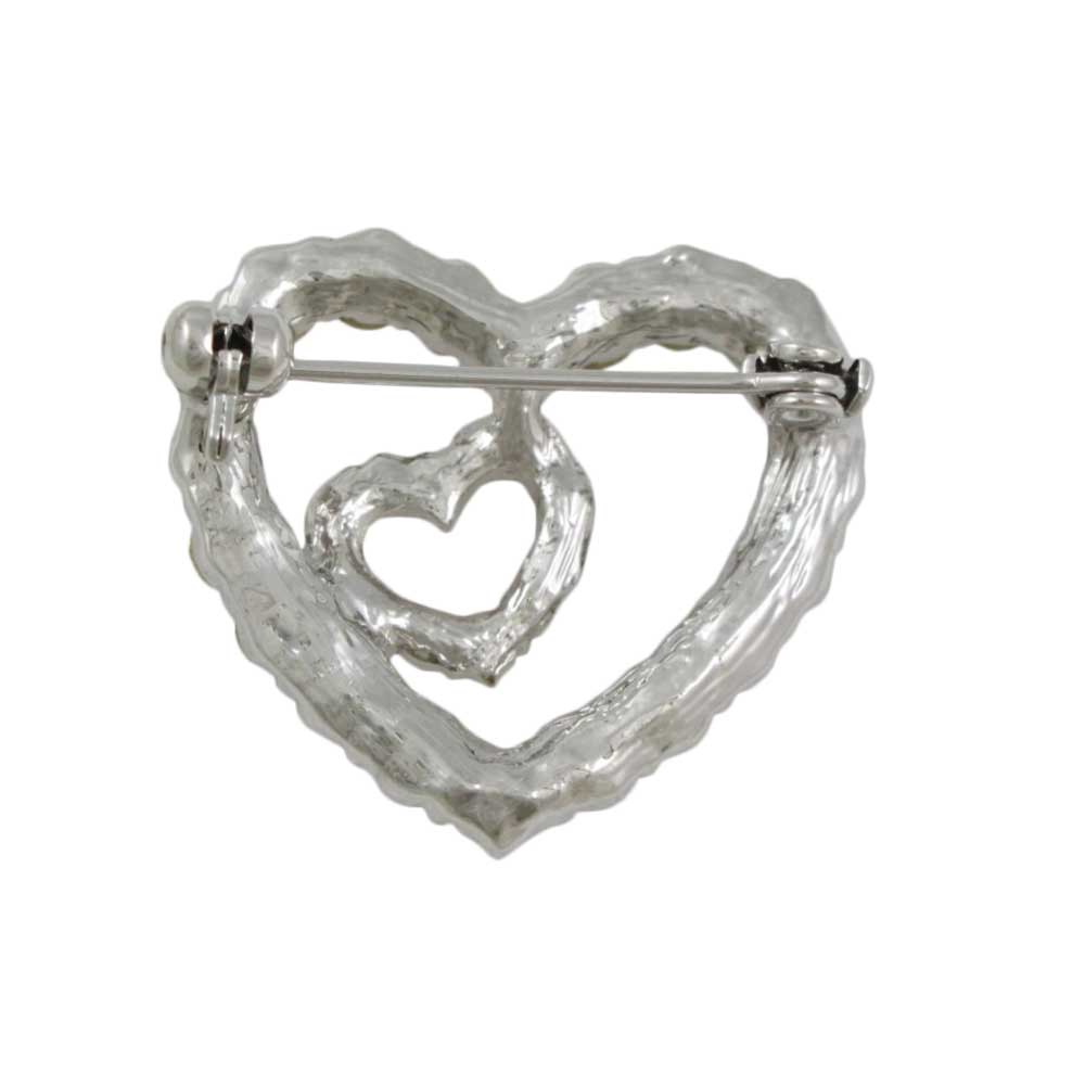 Aurora Borealis with Red Crystal Hearts Brooch Pin - PRH833 - Lilylin Designs