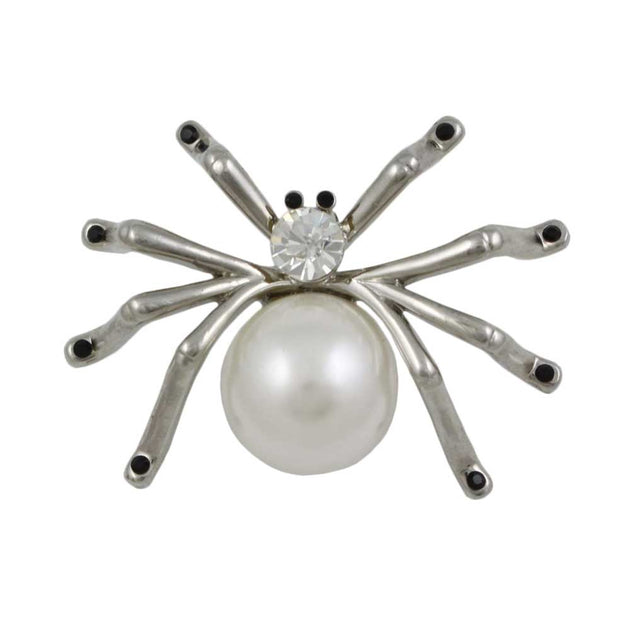 Outlet Silvertone Clear Large Spider Pin Brooch