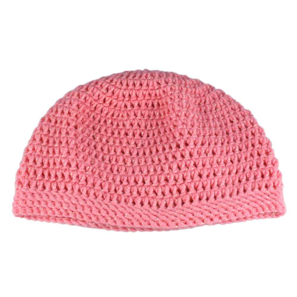 Lilylin Designs Glittering Pink Medium/Large Crochet Beanie Hat