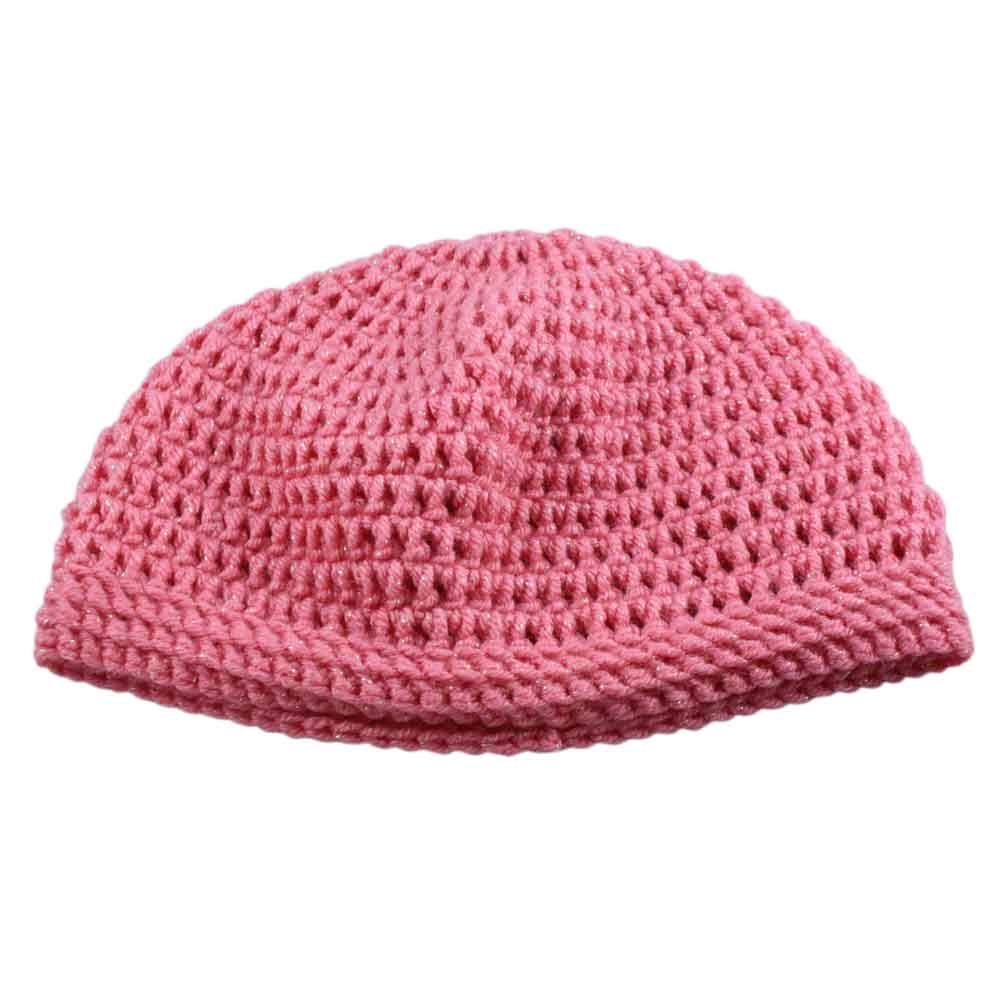 Lilylin Designs Glittering Pink Small/Medium Crochet Beanie Hat