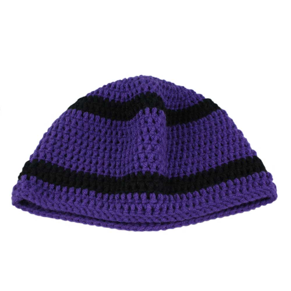 Lilylin Designs Purple and Black Beanie Crochet Hat