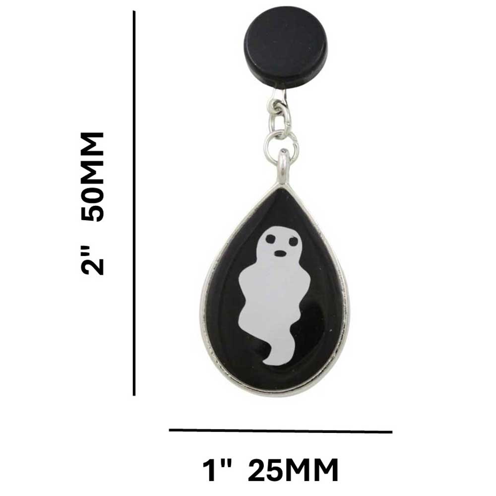 Handcrafted Black Resin with Ghost Clip On Earrings - RESER516C