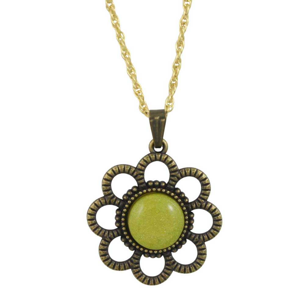 Necklace with a floral pendant featuring a yellow stone on a white background - Lilylin Designs