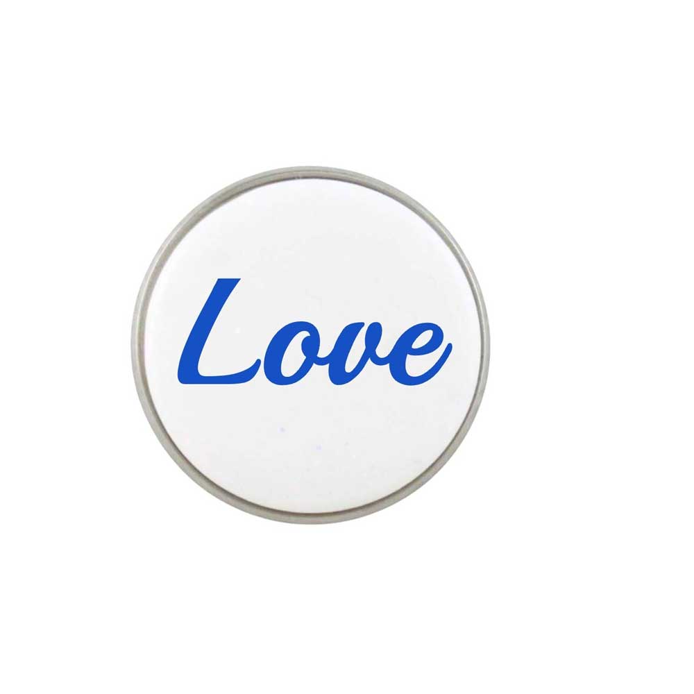 White Resin Disc with Blue Love Lapel Pin - Lilylin Designs