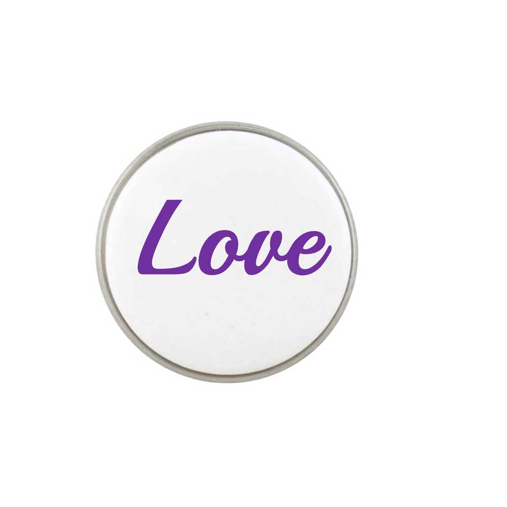 White Resin Disc with Purple Love Lapel Pin - Lilylin Designs