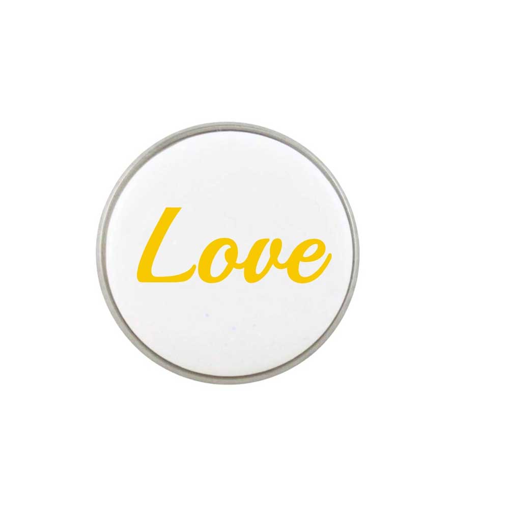 White Resin Disc with Yellow Love Lapel Pin - Lilylin Designs