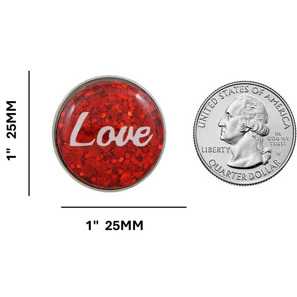 Red Disc with White Love Lapel Pin - Lilylin Designs