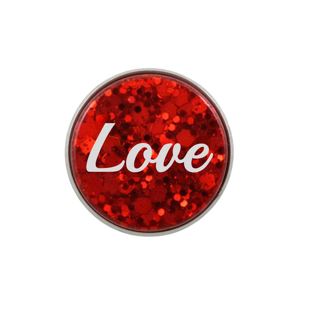 Inspirational Glitter Disc with White Love Lapel Pin - Lilylin Designs