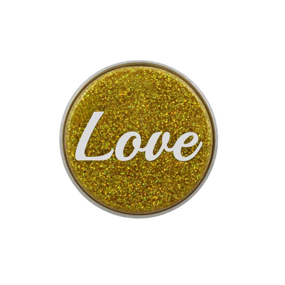 Inspirational Glitter Disc with White Love Lapel Pin - Lilylin Designs