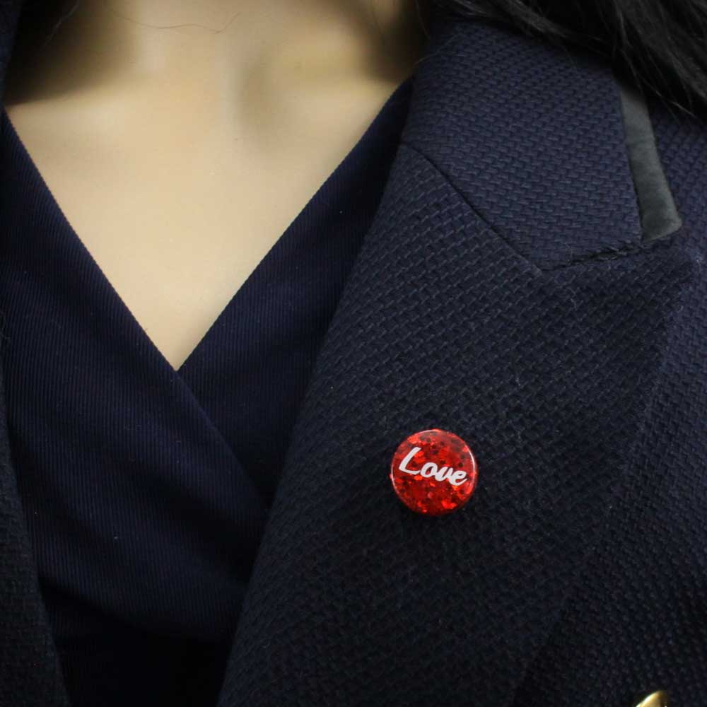 Small Red Disc with White Love Lapel Pin - Lilylin Designs