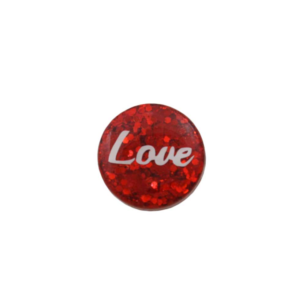 Small Red Disc with White Love Lapel Pin - Lilylin Designs