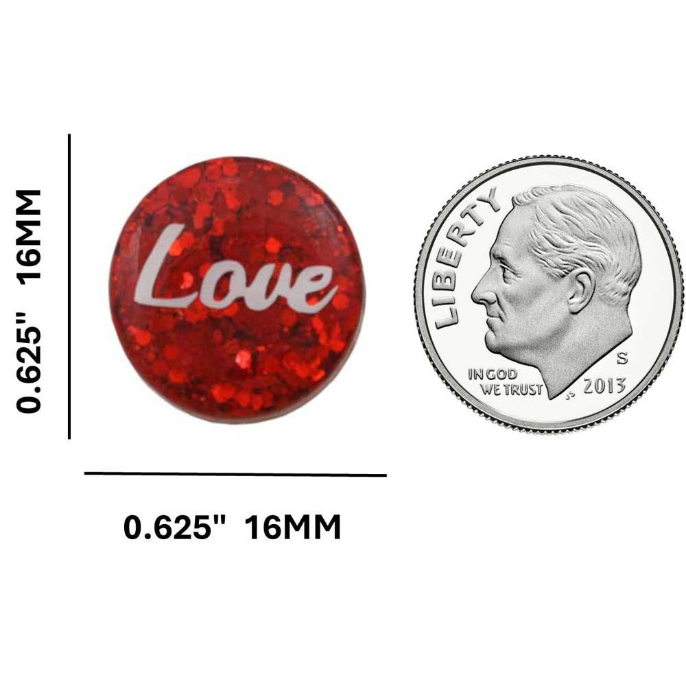 Small Red Disc with White Love Lapel Pin - Lilylin Designs