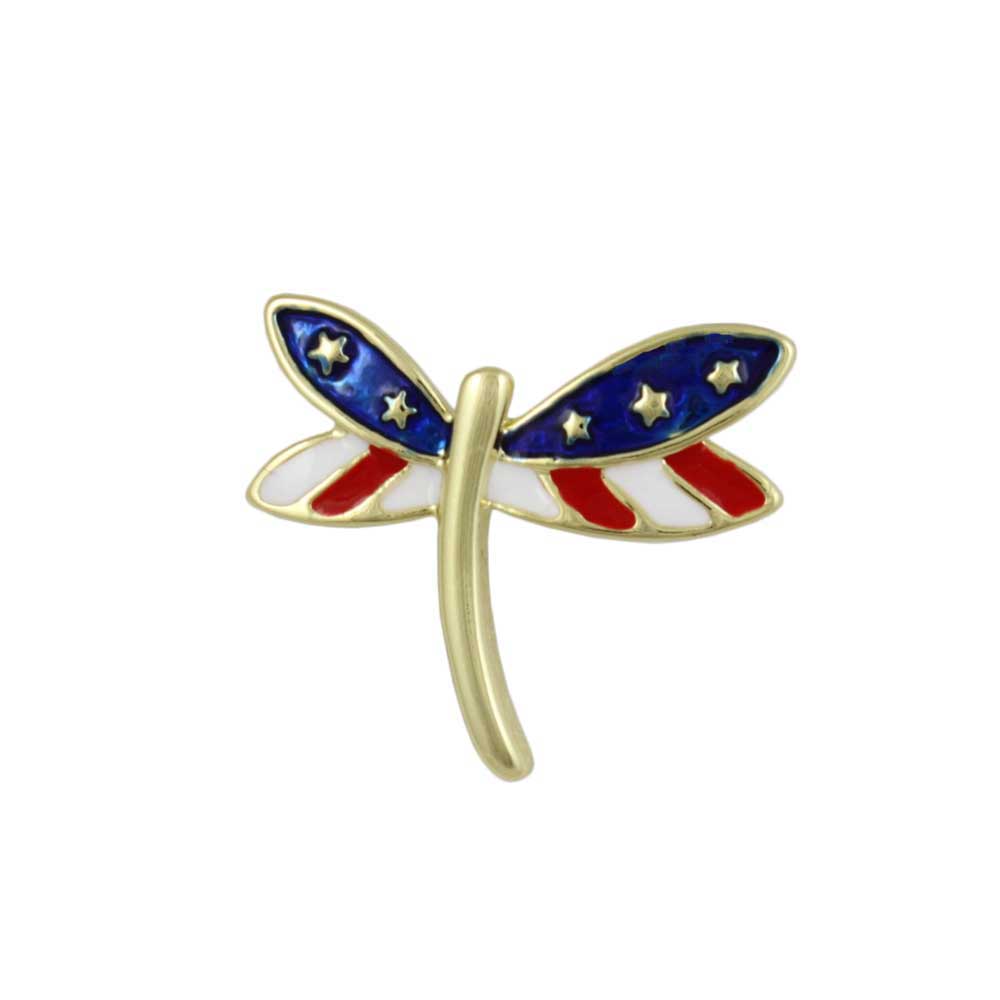 Lilylin Designs Small Red White and Blue Dragonfly Lapel Tac Pin