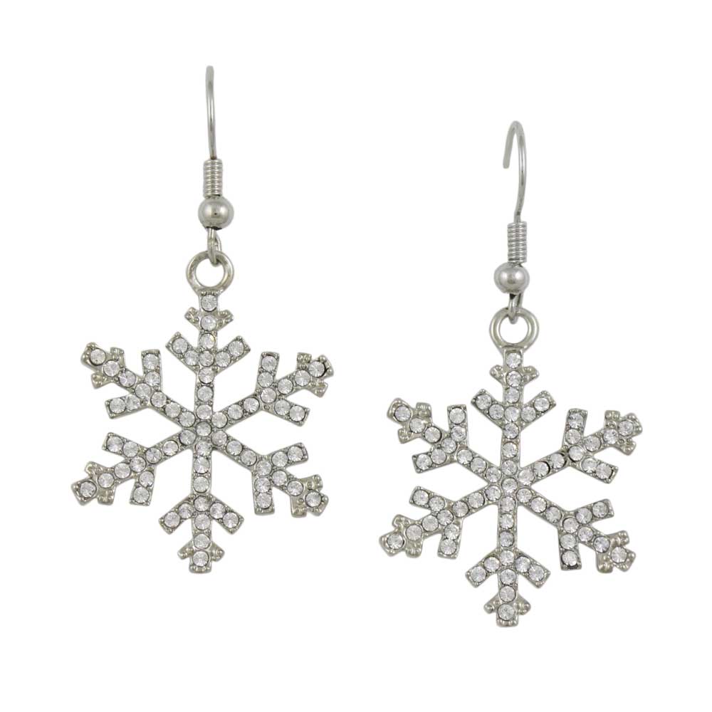 Crystals Dangling Snowflake Pierced Earring - Lilylin Designs