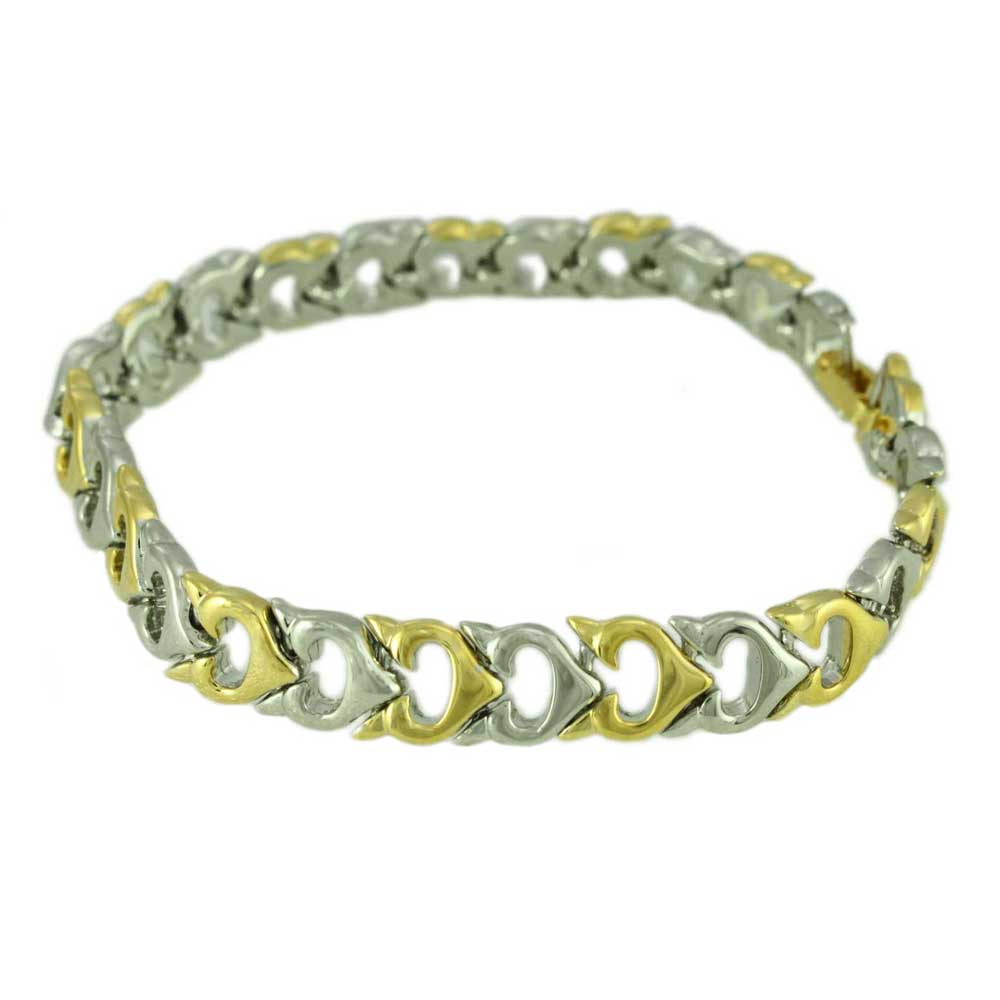 Lilylin Designs Gold and Silver Open Hearts Link Bracelet