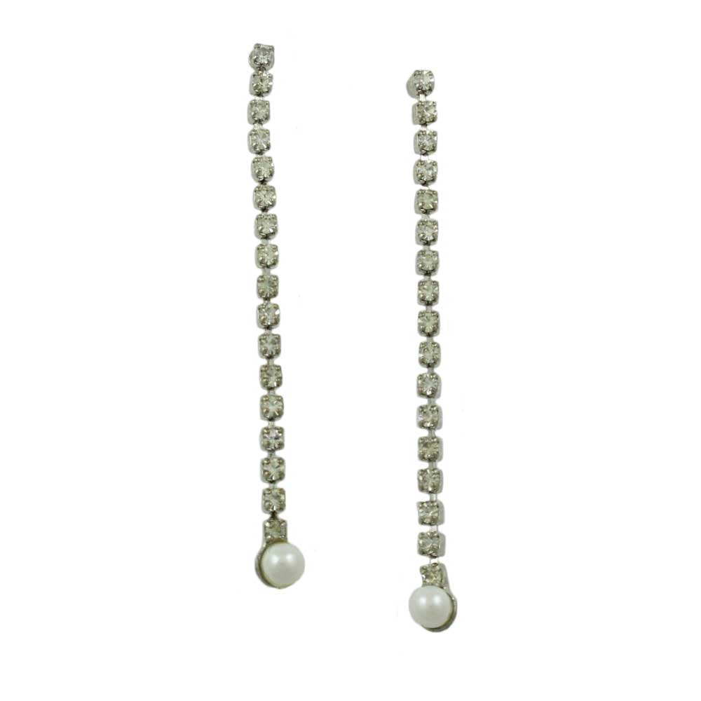 Lilylin Designs Crystal Chain with Dainty Pearl Dangling Earring