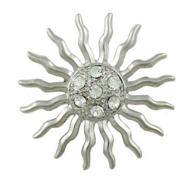 Crystal Sun Brooch Pin with Clear Crystals - PRF821