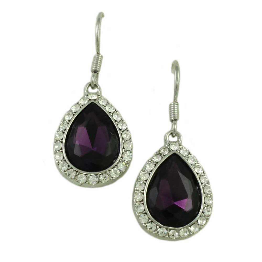 Lilylin Designs Dark Purple Crystal Teardrop Dangling Pierced Earring