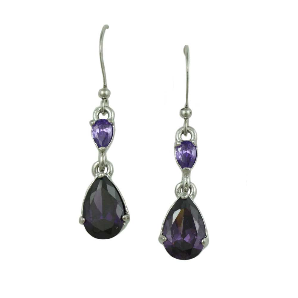 Lilylin Designs Purple Cubic Zirconia Teardrop Dangling Earring