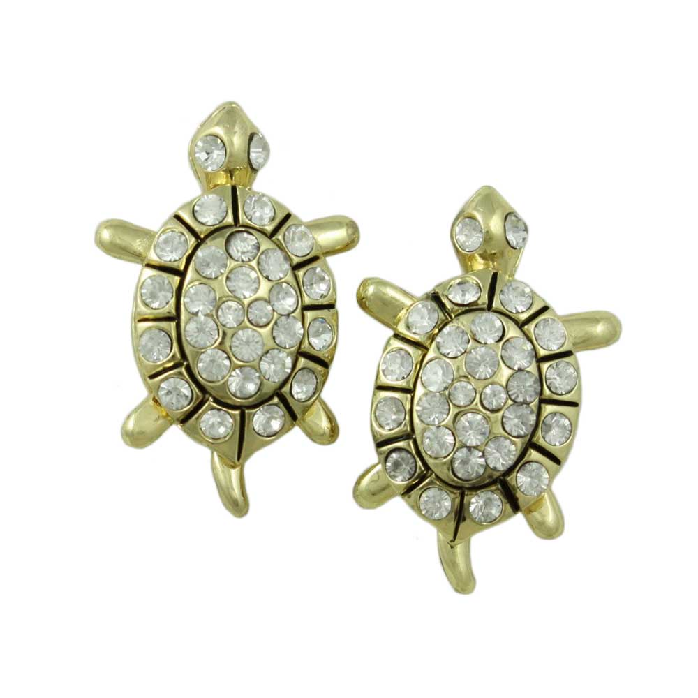 Lilylin Designs Gold and Crystal Animated Turtle Pierced Earring