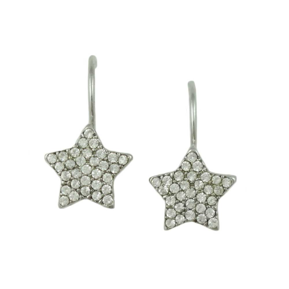 Lilylin Designs Clear Crystal Studded Silver Star Leverback Earring