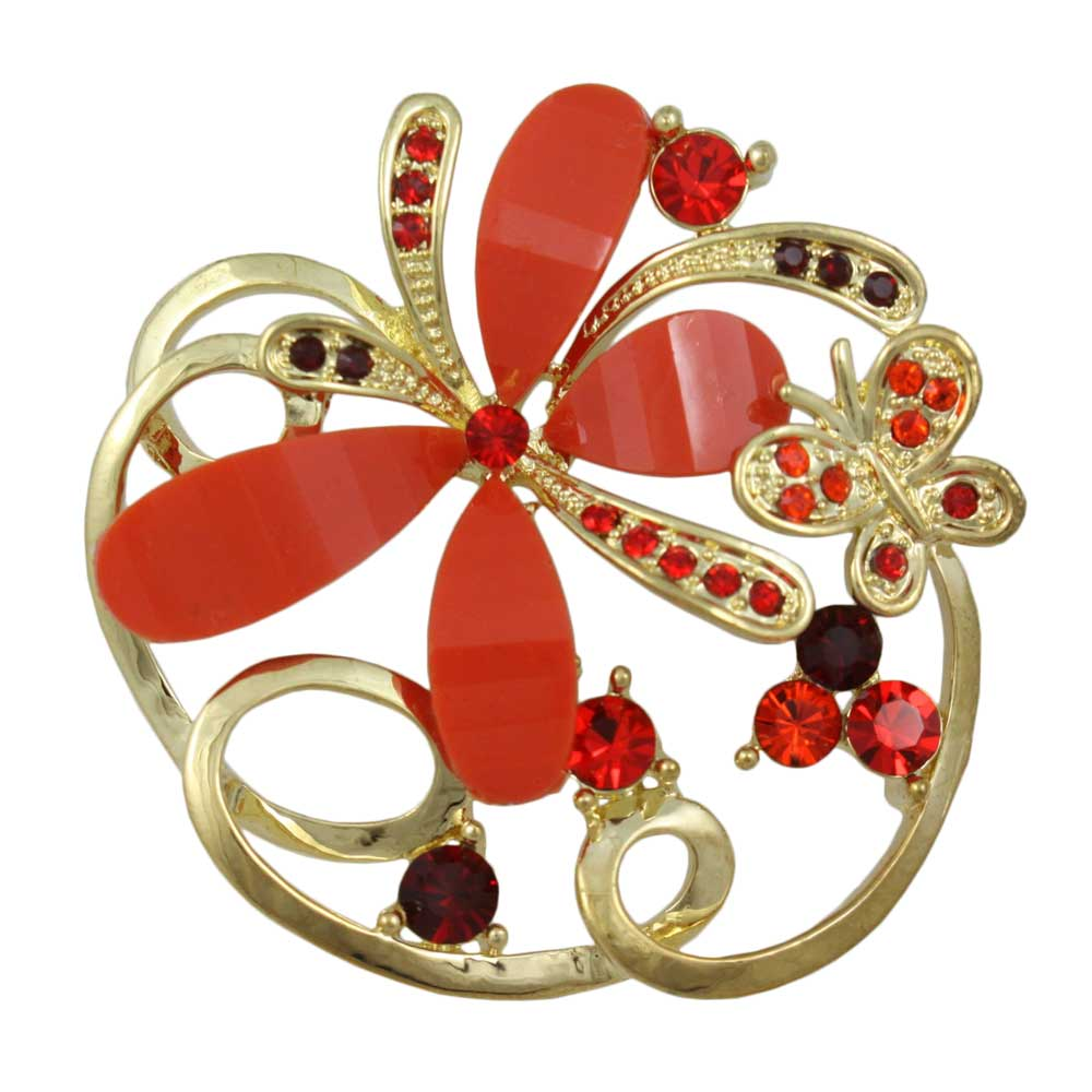 Orange Butterfly in Circle - Butterfly Jewelry - Lilylin Designs