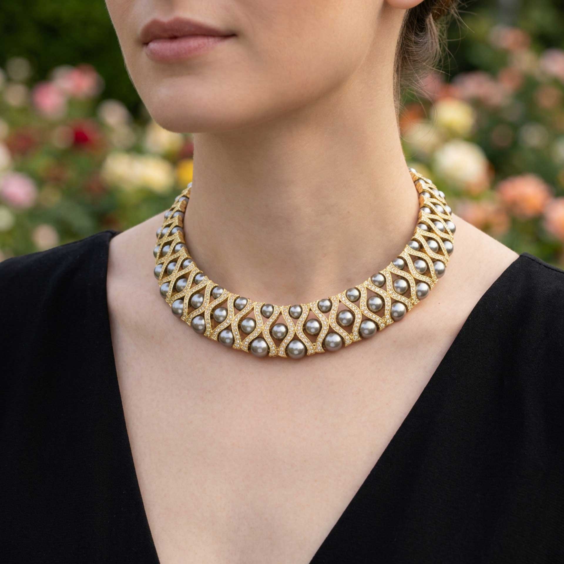 Round Blue Stone with Cats Eye Accents Necklace - Necklaces - Lilylin Designs