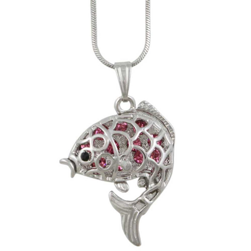 Pink Crystal Fish Pendant Necklace - Marine Life Necklace Collection - Lilylin Designs