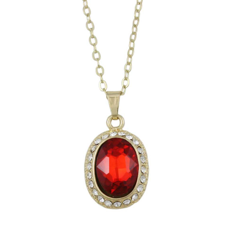 Oval Red Stone Pendant Necklace - Assorted Necklace Collection - Lilylin Designs