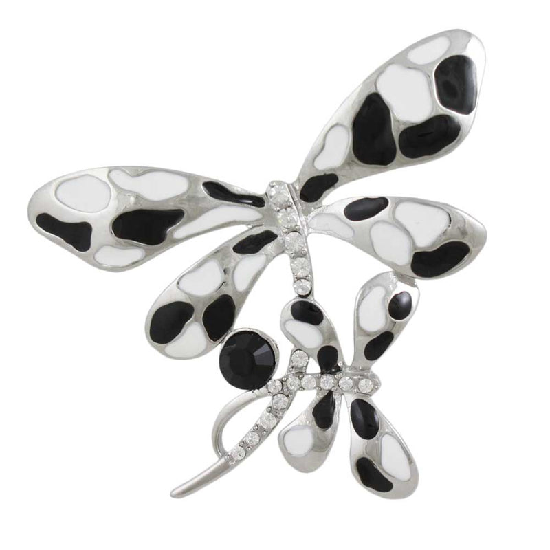 Black and White Pair of Dragonflies Brooch Pin - Insect Pins and Brooches Collection - Lilylin Designs