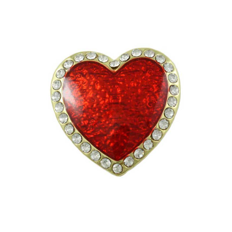 Small red enamel heart surrounded by crystals lapel pin - Valentine's Day Pins - Lilylin Designs