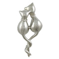 Silver 2 Loving Cats with Entwined Tails Brooch Pin - Lilylin Designs